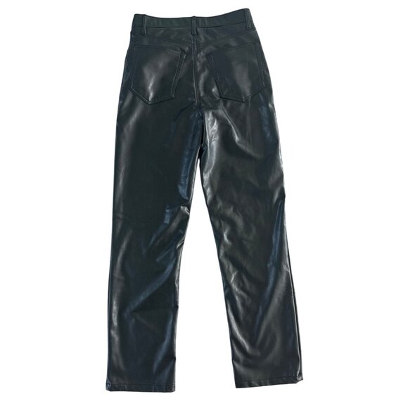 Abercrombie & Fitch Criss Cross 90s Straight High Rise Vegan Leather Black Pants - Picture 12 of 12